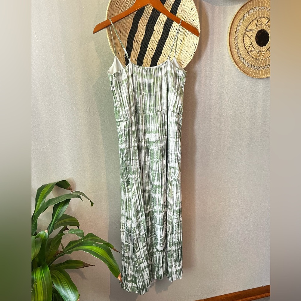 Vince Tie Dye Ruched Midi Cami Dress Green White Women’s Medium - Picture 6 of 14